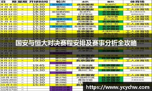 国安与恒大对决赛程安排及赛事分析全攻略